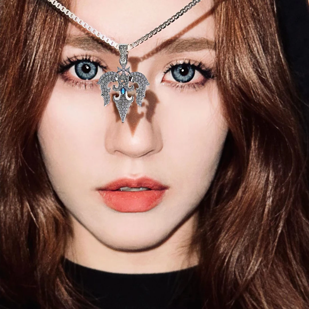 吊坠925银合成锆石 WIC 海后三叉戟MINI版海王实心立体吊坠项链