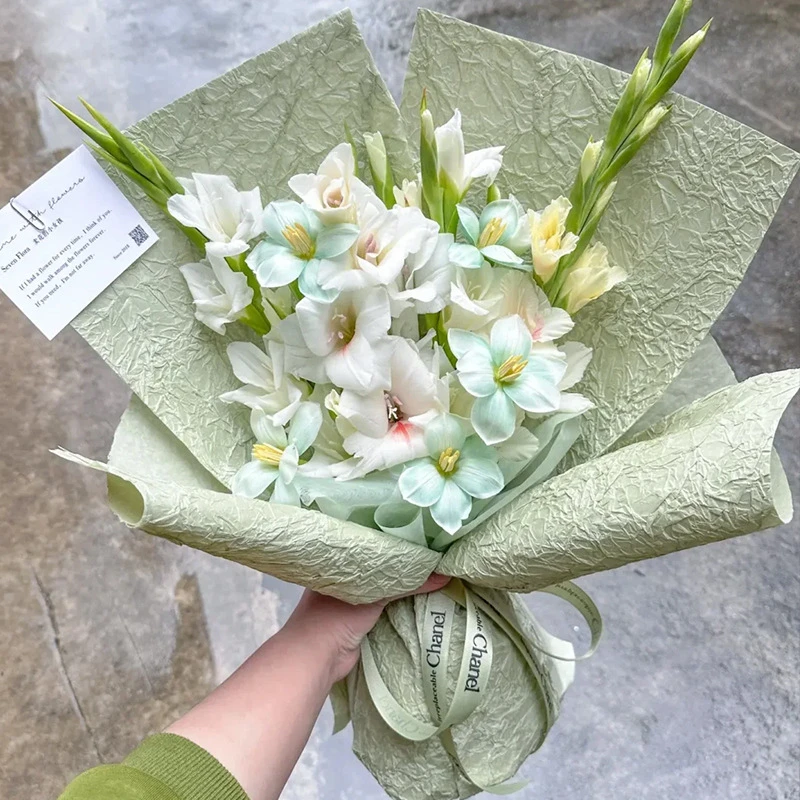 手工石纹纸花店包装材料diy肌理纸双层褶皱水岩纸鲜花包装纹理纸