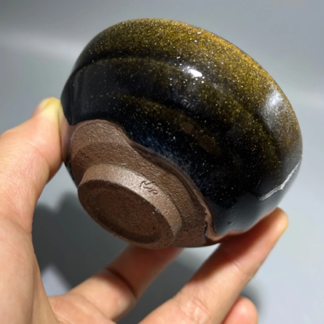 喜牛精选｜吴兴乾龙窑柴烧乌金银油滴仿宋小平口建盏