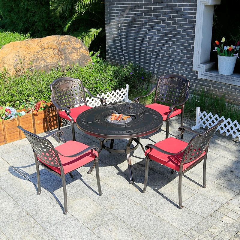 直播户外庭院烧烤桌电烤炭烤别墅庭院露台休闲桌室外防水防晒家用