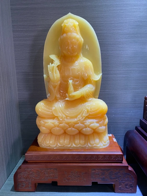 金冻料家居摆件创意设计商务礼品雕刻手工艺中式《观音送福》