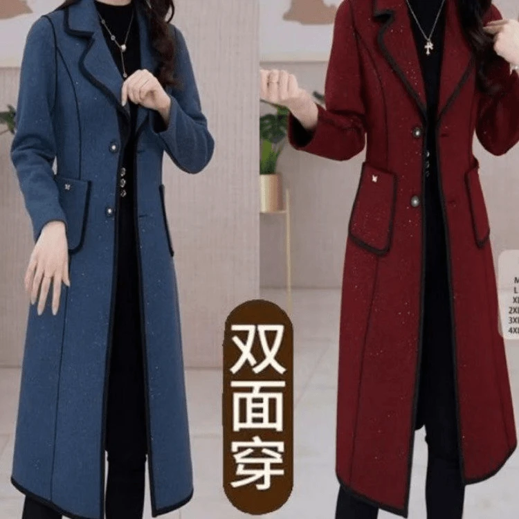 【两面穿】H709-3秋季贵夫人优雅气质时尚大气遮肉显瘦减龄外套大衣