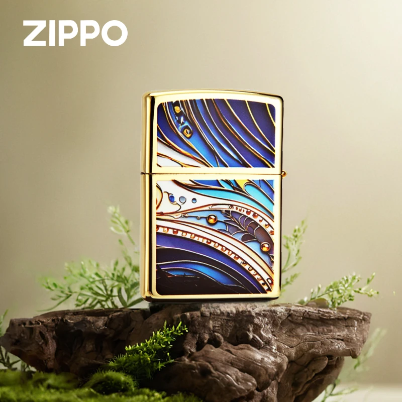 ZIPPO打火机镀金双面珐琅起源-望穿秋水004895