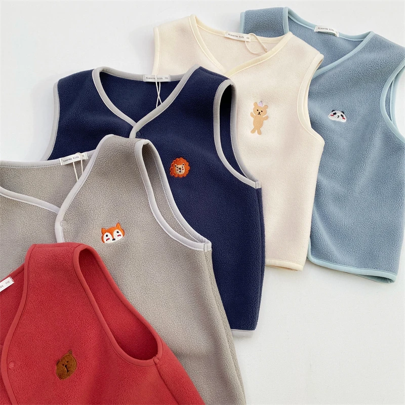 渺儿妈秋冬款日系儿童摇粒绒马甲男童加厚保暖背心男宝宝女宝坎肩