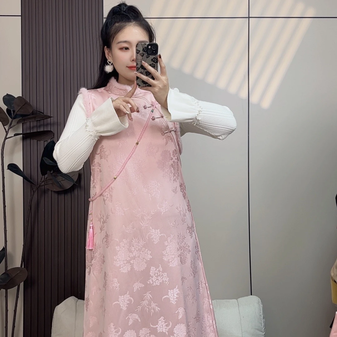 新中式时尚国风改良旗袍加绒女裙子