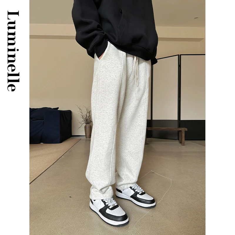 Luminelle秋冬430克重磅加厚运动裤男cleanfit美式半束脚直筒卫裤