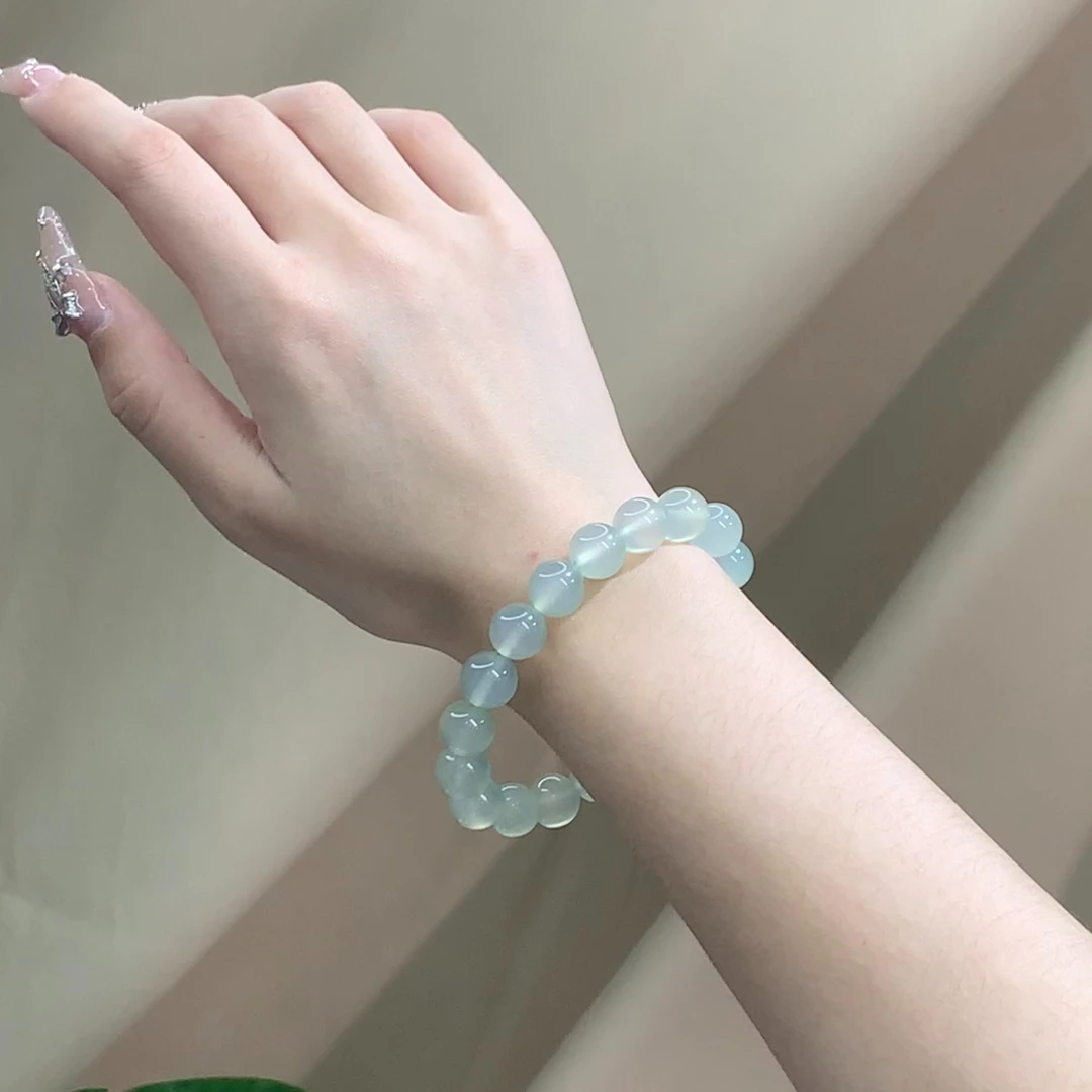 【晴水绿玛瑙手串】天然玛瑙手串晴水绿手串百搭小众古风10mm珠串