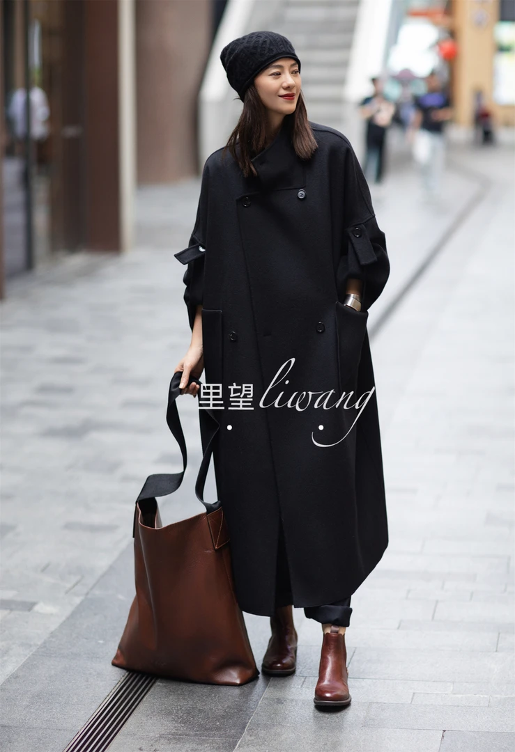 Li Wang/里望里望2024设计师款 【神来之笔】暗黑简洁系列女士大衣