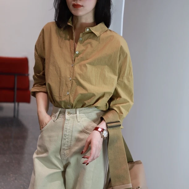 Li Wang/里望2024设计师款 极简主义 纸感棉时尚休闲款初秋衬衫