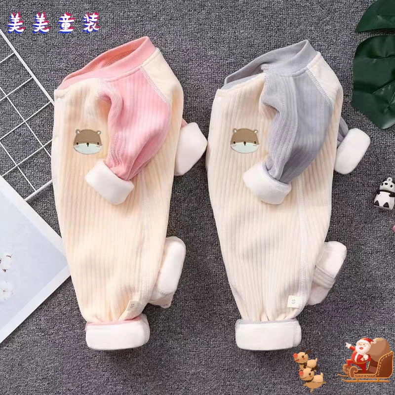 婴儿加绒连体衣秋冬款加厚保暖宝宝无骨哈衣男女爬服新生儿到休闲