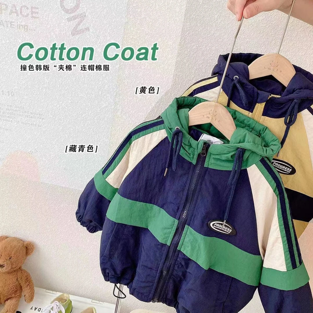 儿童韩版男童外套夹棉加厚冬新款防风保暖连帽棉袄宝宝冲锋衣休闲