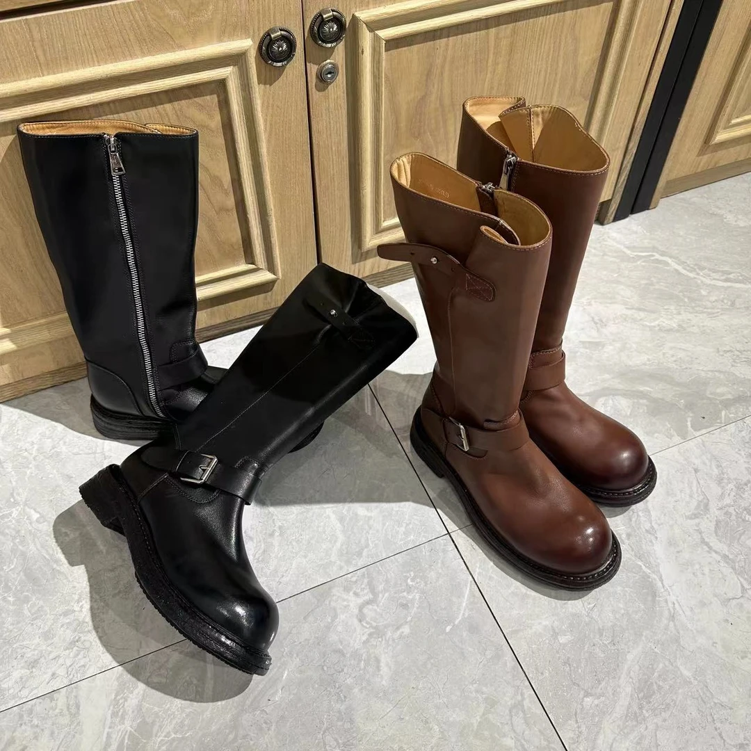 复古 长筒靴里外软牛皮 软皮骑士靴 3Q495（微瑕 内里有点脏）ugvv