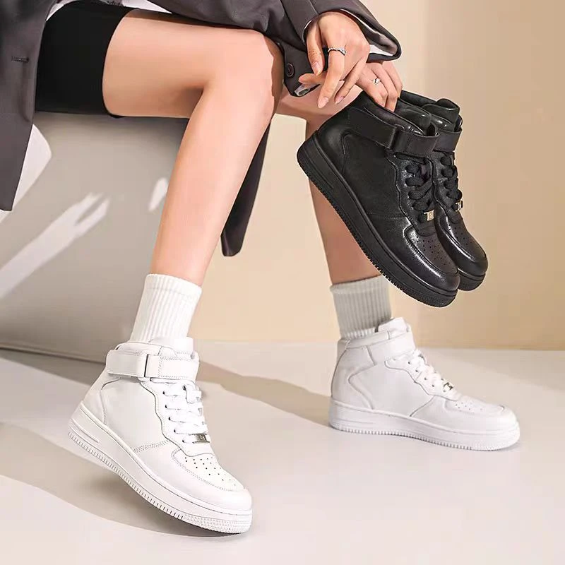 2024冬季空军一号真皮高帮加绒休闲运动板鞋女士小白鞋经典百搭