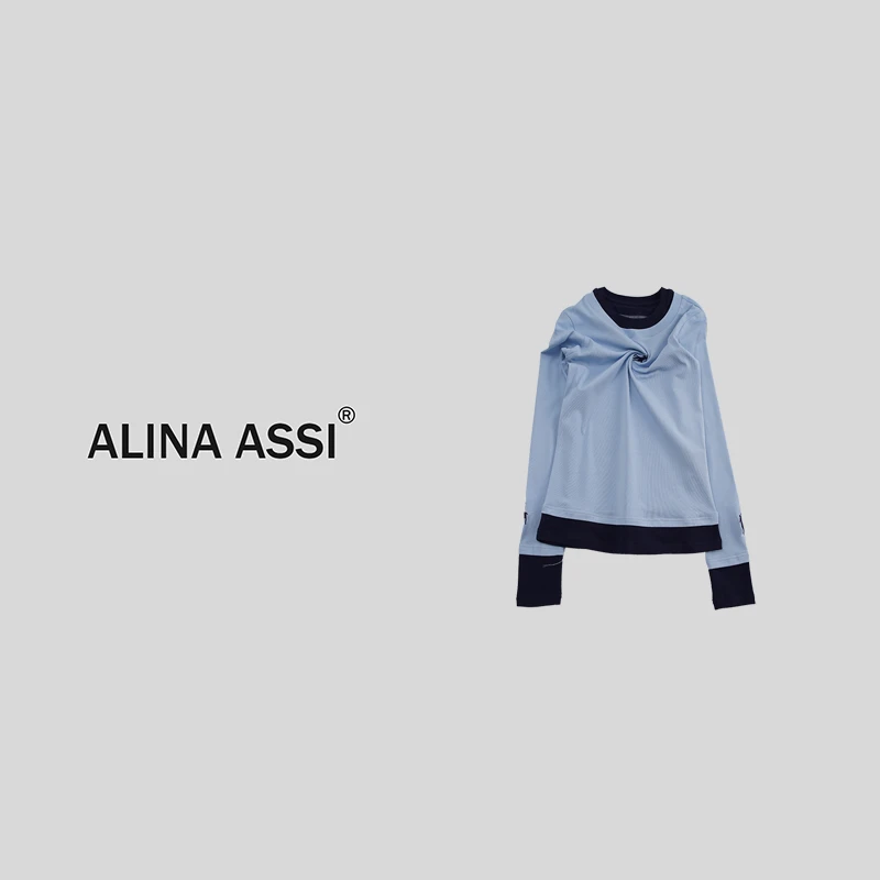 【汶汶】2024新款百搭时尚T恤打底衫简约显瘦长袖上衣YML971