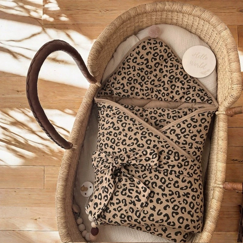 包被婴儿初生秋冬纯棉夹棉新生婴儿用品春秋产房用品外出抱被豹纹