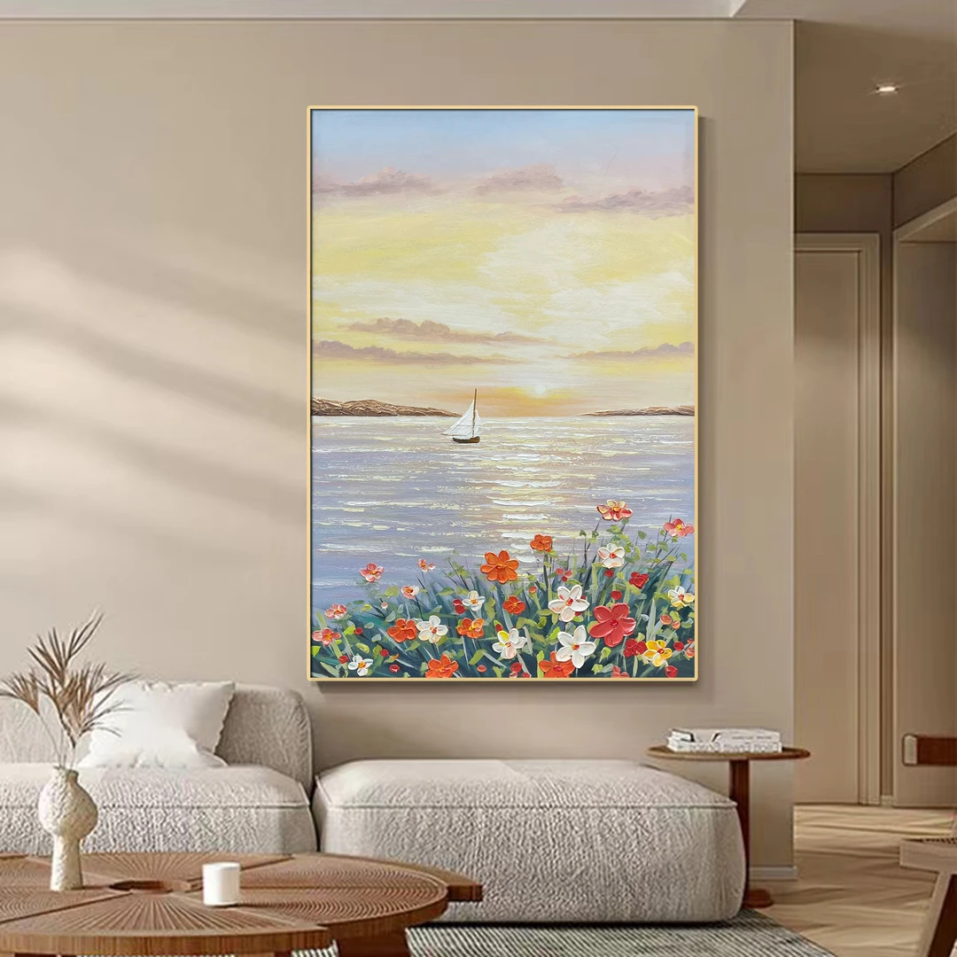 XG 697 现代轻奢客厅玄关装饰画手工油画装裱发货