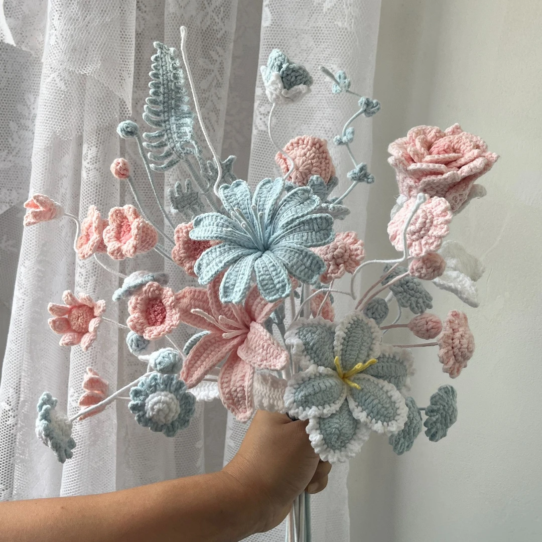 预售仙女必备纯手工钩织毛线花永生花花束礼物拍照道具直播间下单