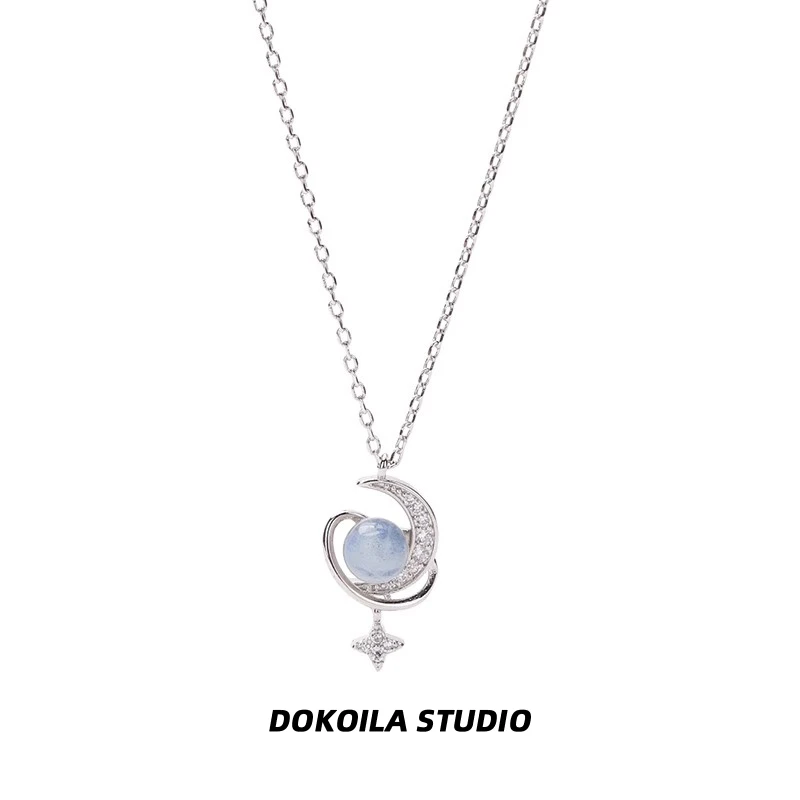 钛钢项链 DOKOILA 星月逐梦项链女轻奢ins小众高级感月光石锁骨链
