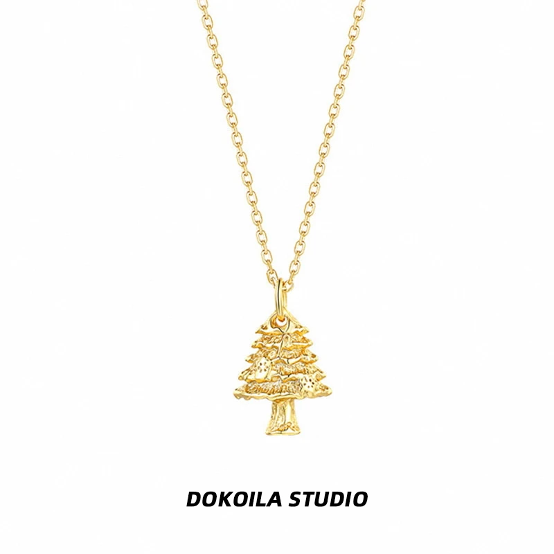 钛钢项链 DOKOILA 圣诞树项链女新款轻奢小众设计感ins星愿树吊坠