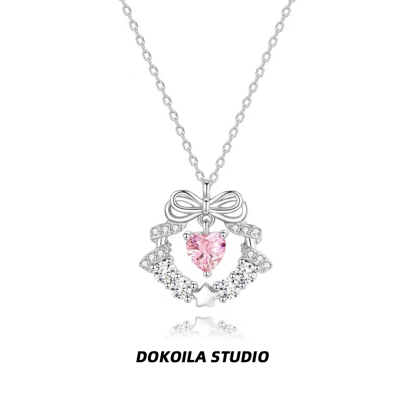 钛钢项链 DOKOILA 爱之花环蝴蝶爱心项链女轻奢气质锁骨链少女心