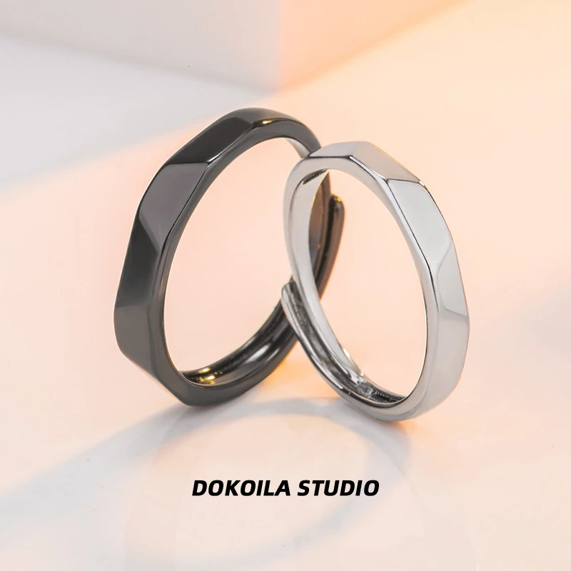 钛钢戒指 DOKOILA 情侣对戒指时尚ins高级感精致光面菱形学生指环