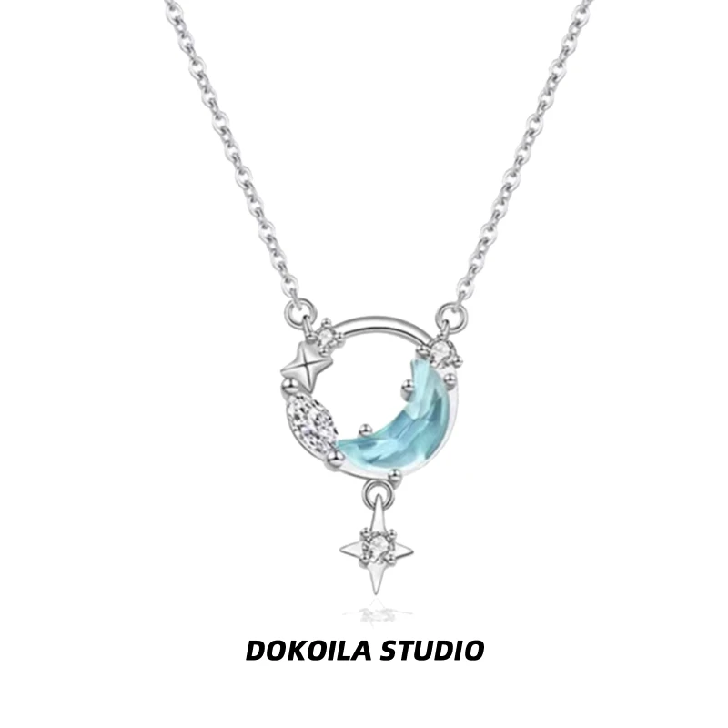 钛钢项链 DOKOILA 星月项链女轻奢网红ins气质月光石吊坠锁骨链冬