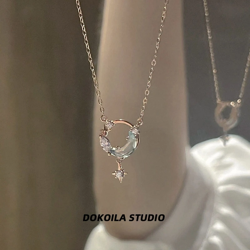 DOKOILA 钛钢项链 星月项链女轻奢小众设计高级感百搭月亮锁骨链