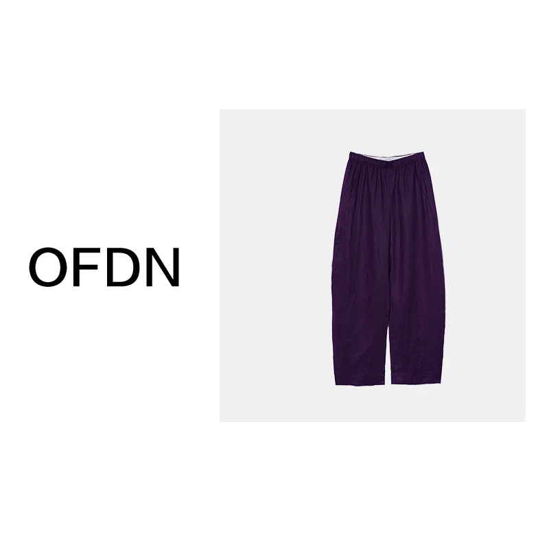 OFDN夏秋季时尚休闲百搭女士宽松棉麻阔腿裤X2406174
