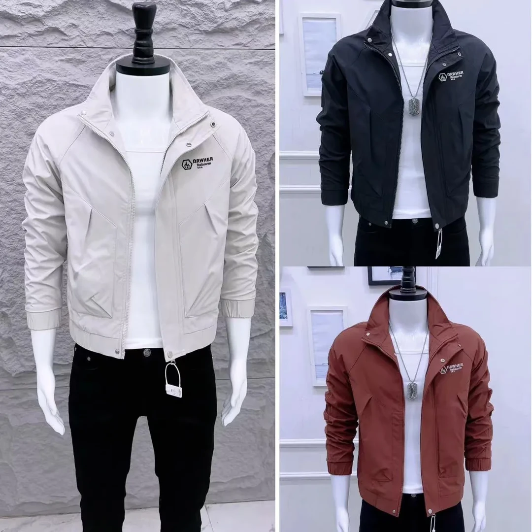 字母贴标休闲潮流外套春秋款时尚韩版帅气立领男士休闲夹克外套29