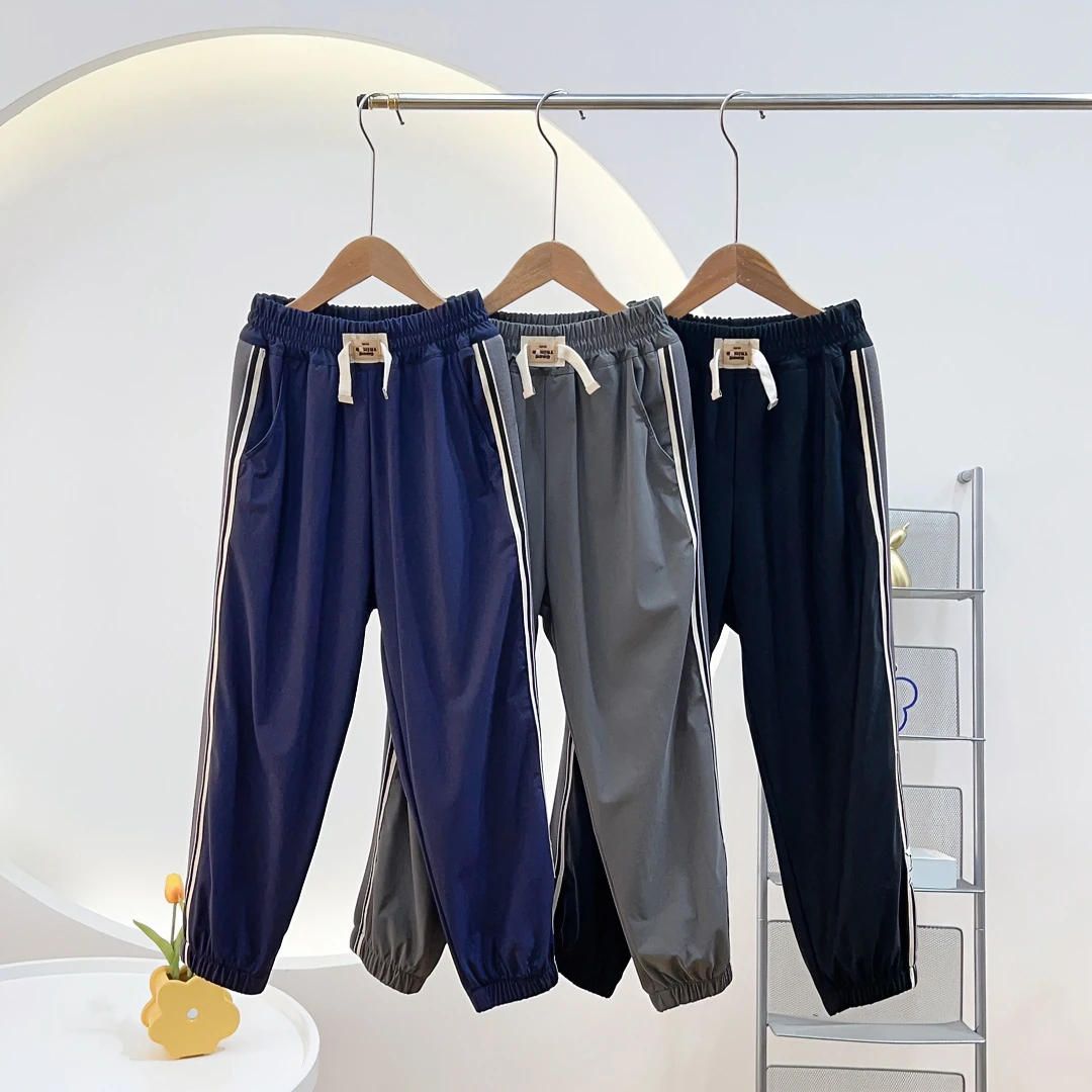 23009男童织带拼接速干裤中大童夏季薄款长裤儿童防蚊裤休闲童裤