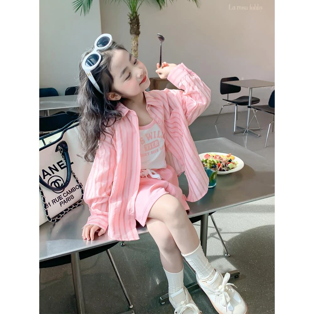 女童装时髦套装洋气2026新款儿童夏季短裤背心夏装宝宝韩版三件套