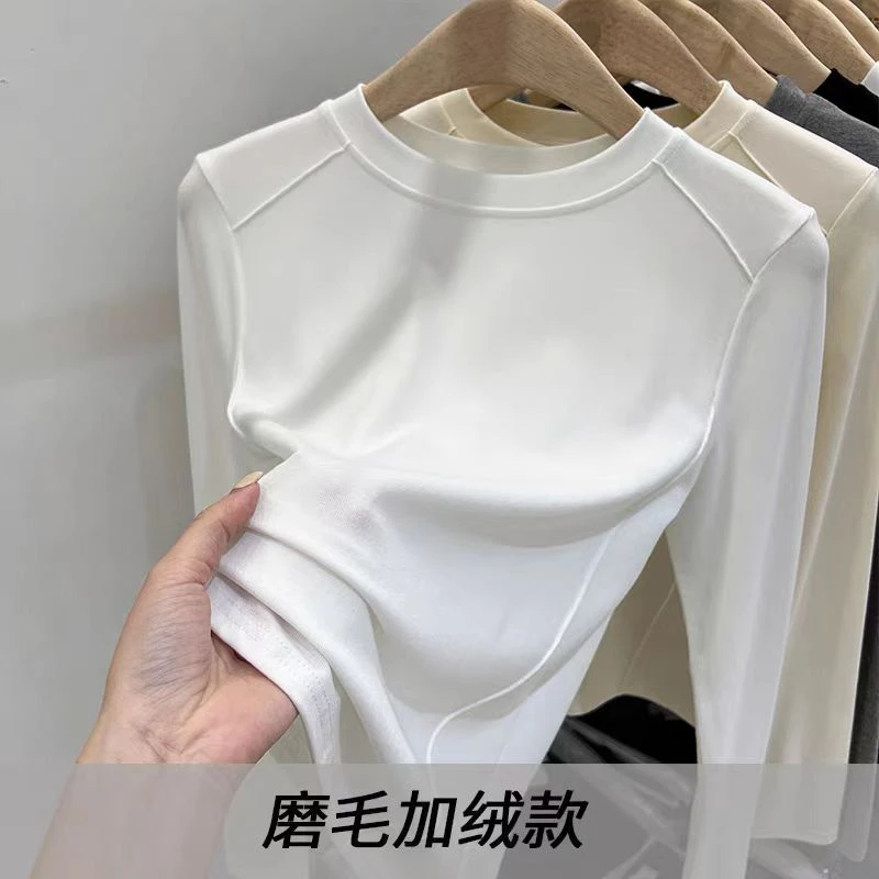 【晴姐】M8009 加绒鱼骨简约百搭长袖T恤