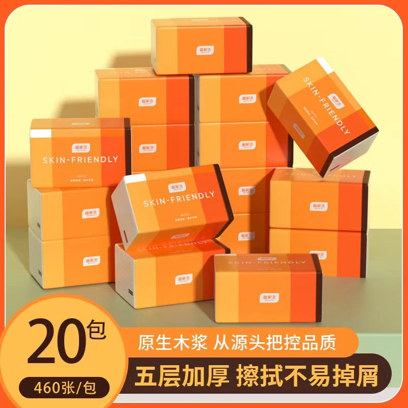 备家洁幻彩抽取式抽纸整箱20包纸巾抽取式母婴五层加量可湿加厚