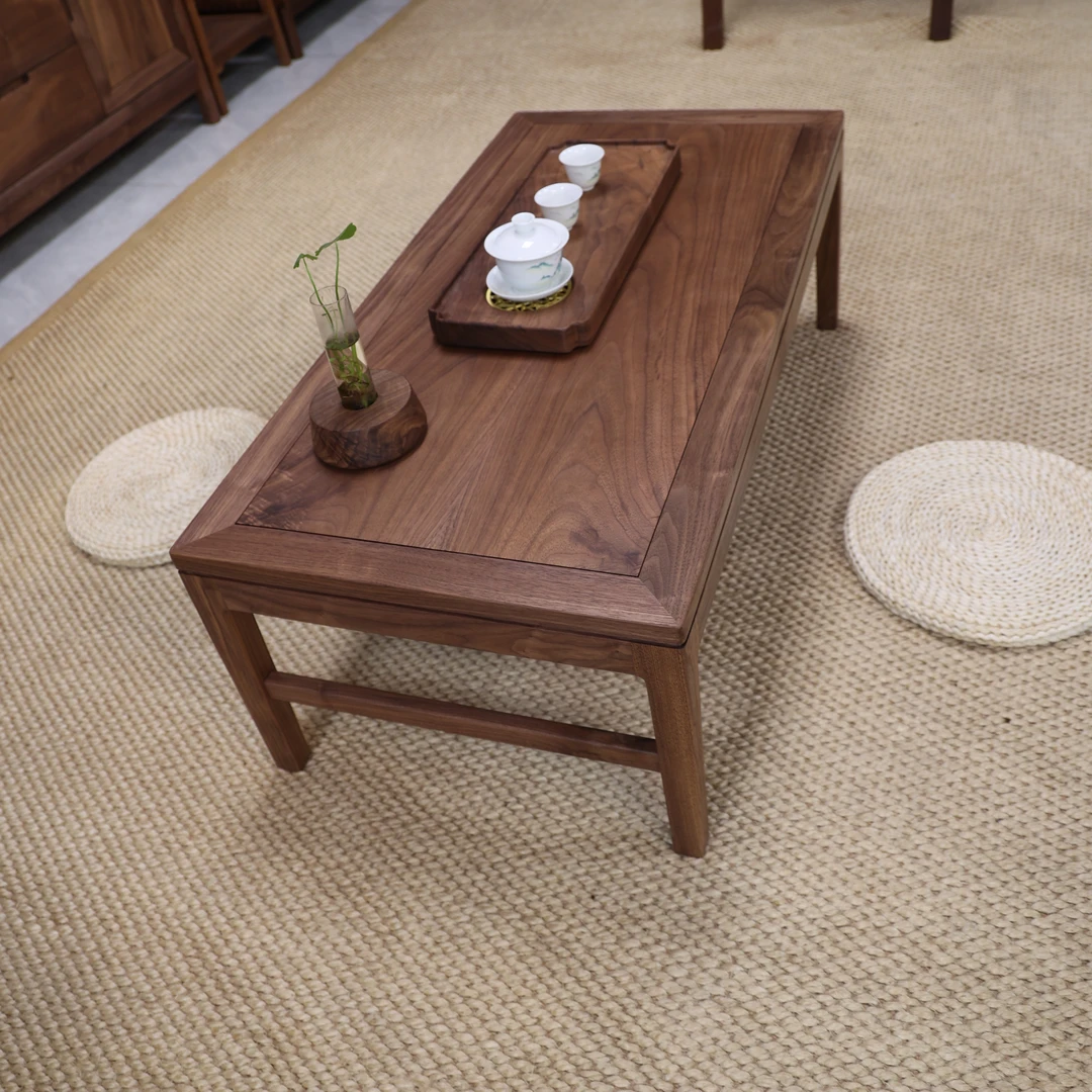 茶几新中式客厅简约家用实木黑胡桃木茶桌矮桌炕桌简约原木色