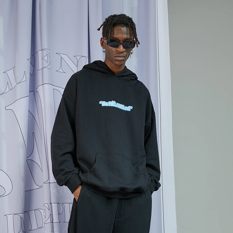 RELABEL 20AW  黑白色创意logo印花连帽卫衣