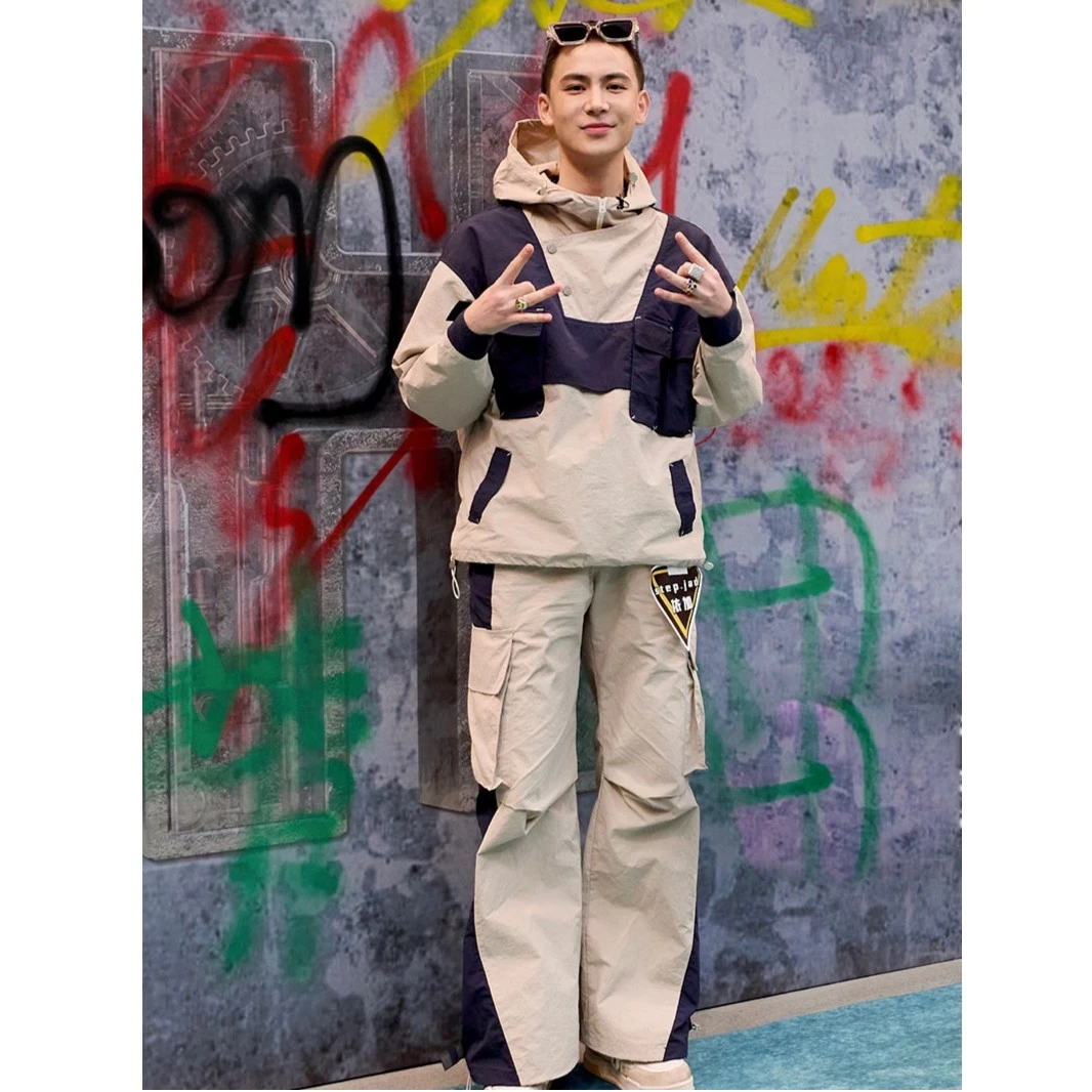 依加同款 RELABEL 23ss拼接撞色立体口袋打枣防水户外冲锋衣夹克