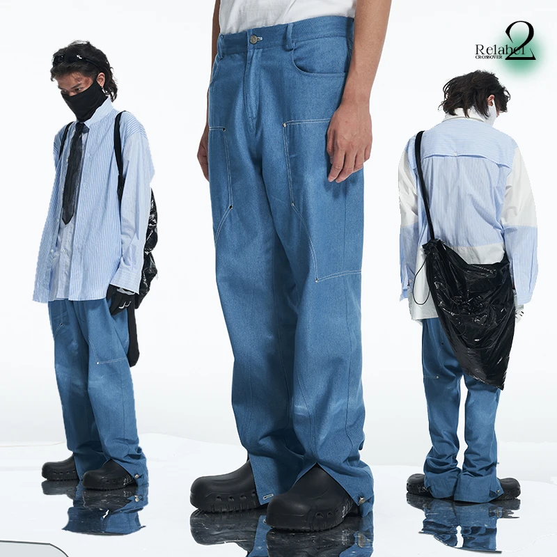 RELABEL21AW金属铆钉修身牛仔裤