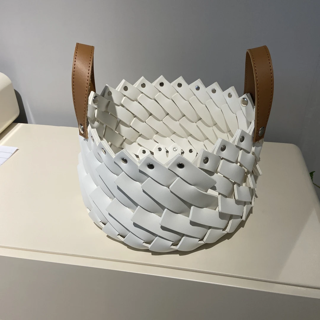 【柚苏】A20客厅个性创意纯手工编织马鞍皮收纳筐家用置物储物北欧