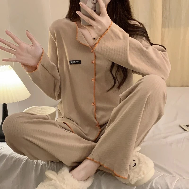 德绒睡衣女秋冬季高级感韩版ins风保暖开衫加厚春秋款家居服套装