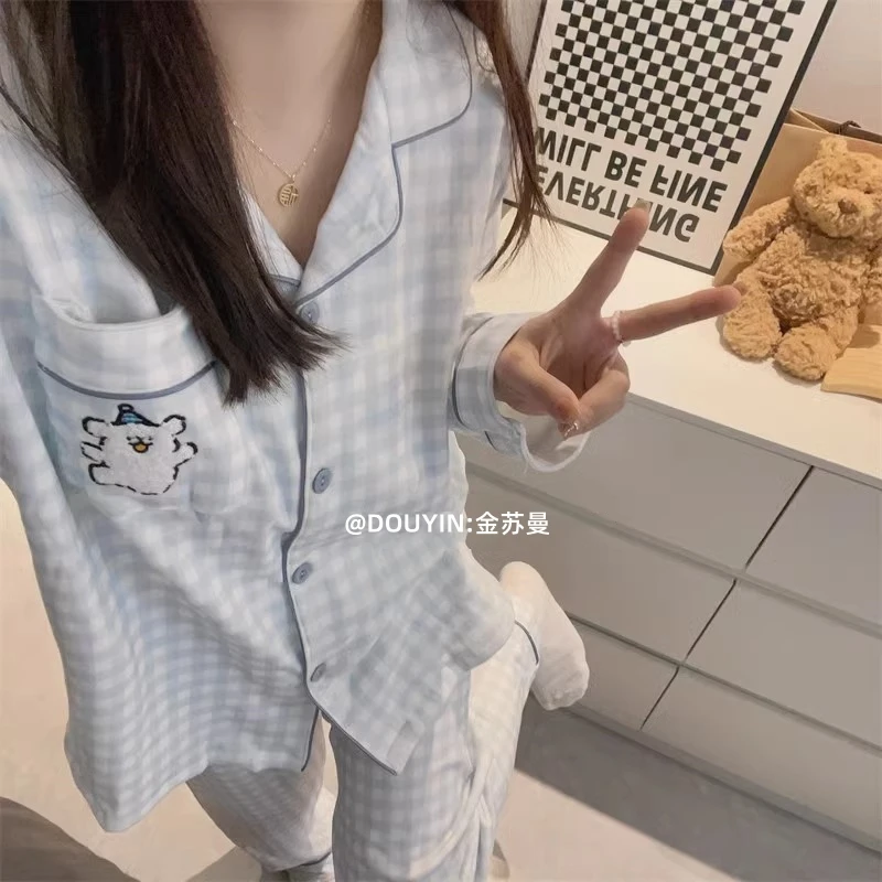 德绒睡衣女秋冬季高级感韩版ins风少女磨毛保暖加厚春秋款家居服