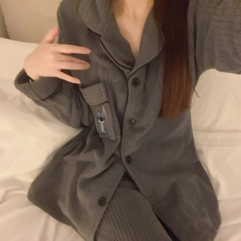 史迪仔珊瑚绒睡衣女秋冬2023新款加绒加厚高级感冬天法兰绒家居服