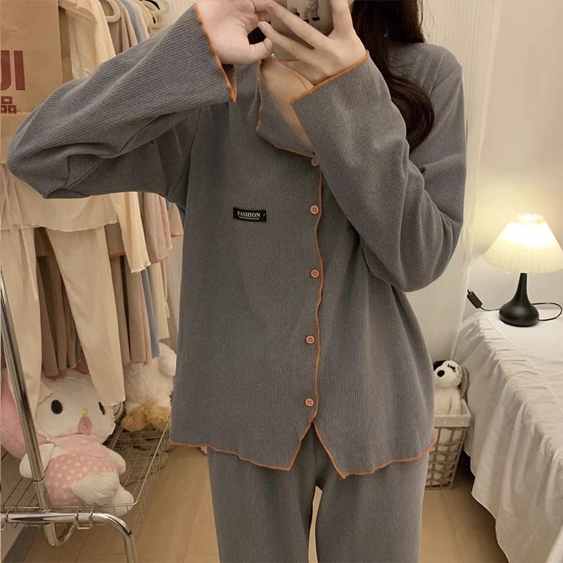 德绒睡衣女秋冬季高级感韩版ins风保暖开衫加厚春秋款家居服套装