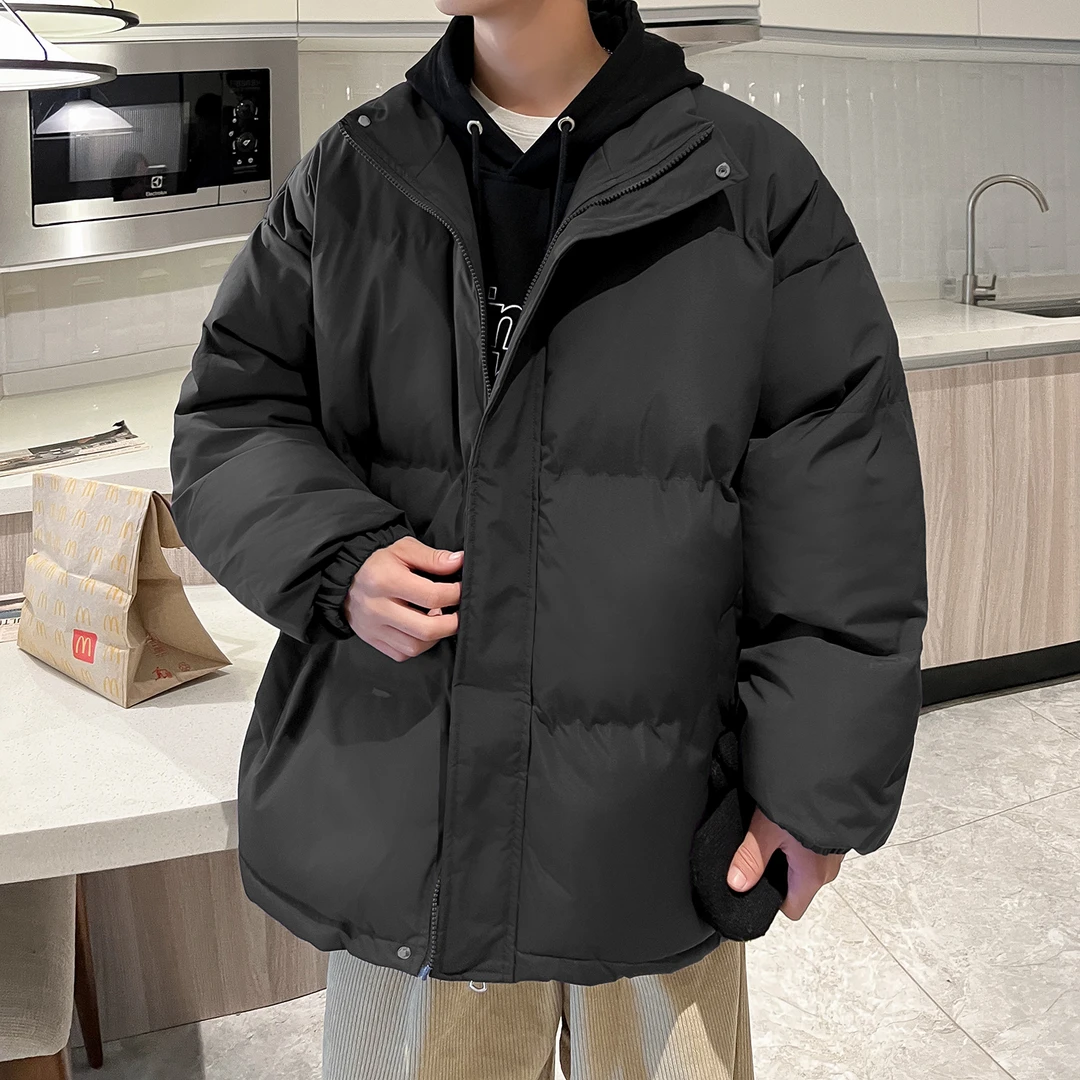 【发货快现货】2023冬季加厚棉衣男宽松情侣纯色百搭棉服保暖棉袄子