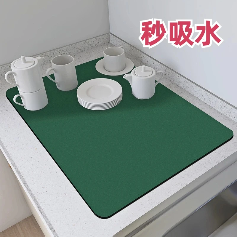 吸水垫厨房台面沥水垫吧台杯子碗盘防滑垫茶台洗手台硅藻泥隔热垫