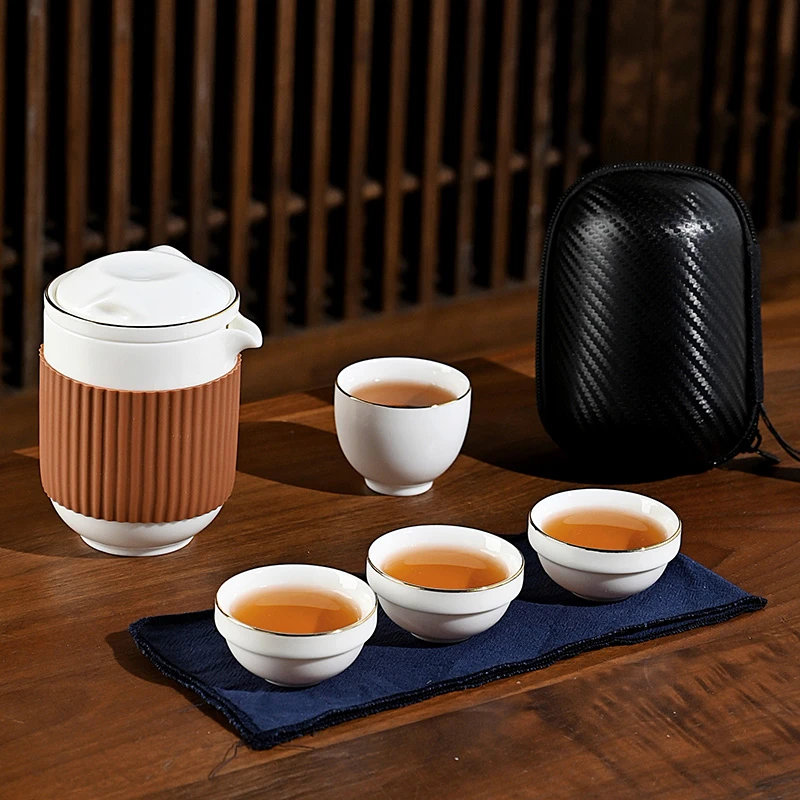 便携包旅行茶具小套装羊脂玉白瓷迷你随身车载户外一壶二四快客杯