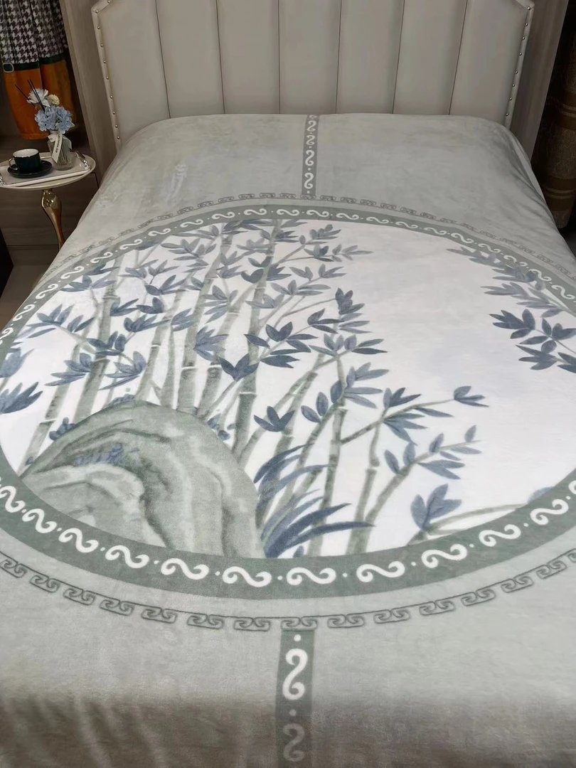 新中式大尺寸三层夹棉竹子被