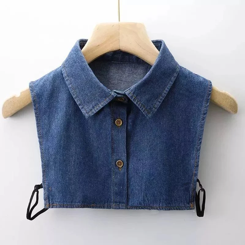 韩版假领子女百搭假领春秋冬牛仔风毛衣假领装饰领浅蓝色牛仔假领