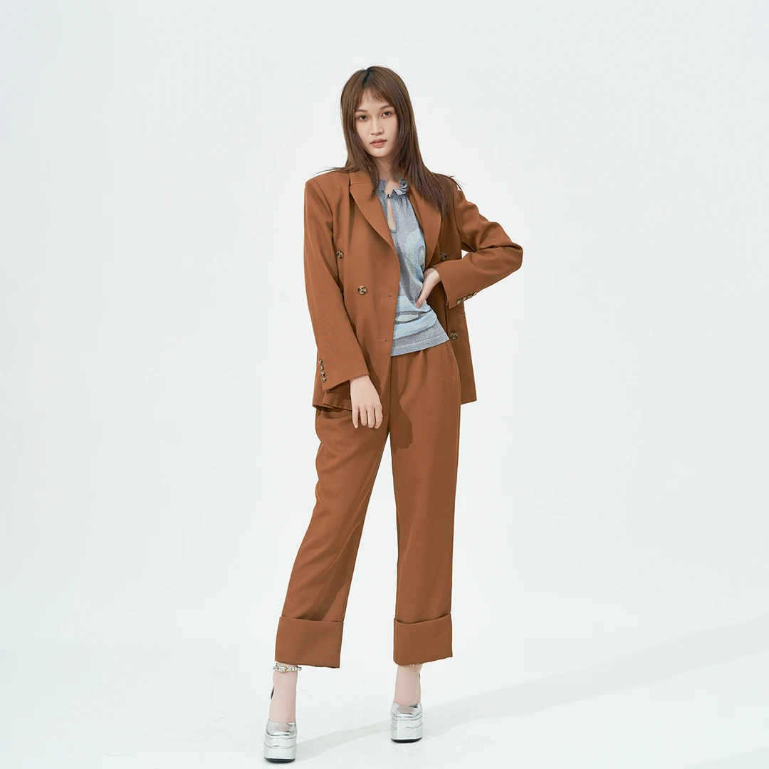 GINAYOLAN/瑾颜【设计师系列】意大利进口面料时尚秋冬显瘦休闲裤