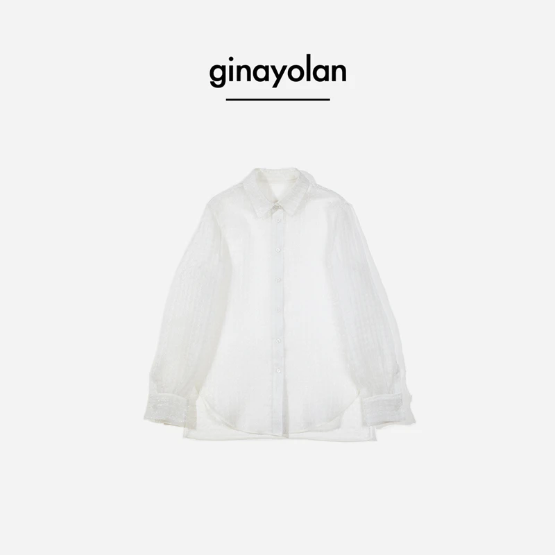 GINAYOLAN/瑾颜【天使之吻】意大利进口晶莹剔透时尚气质微透衬衫