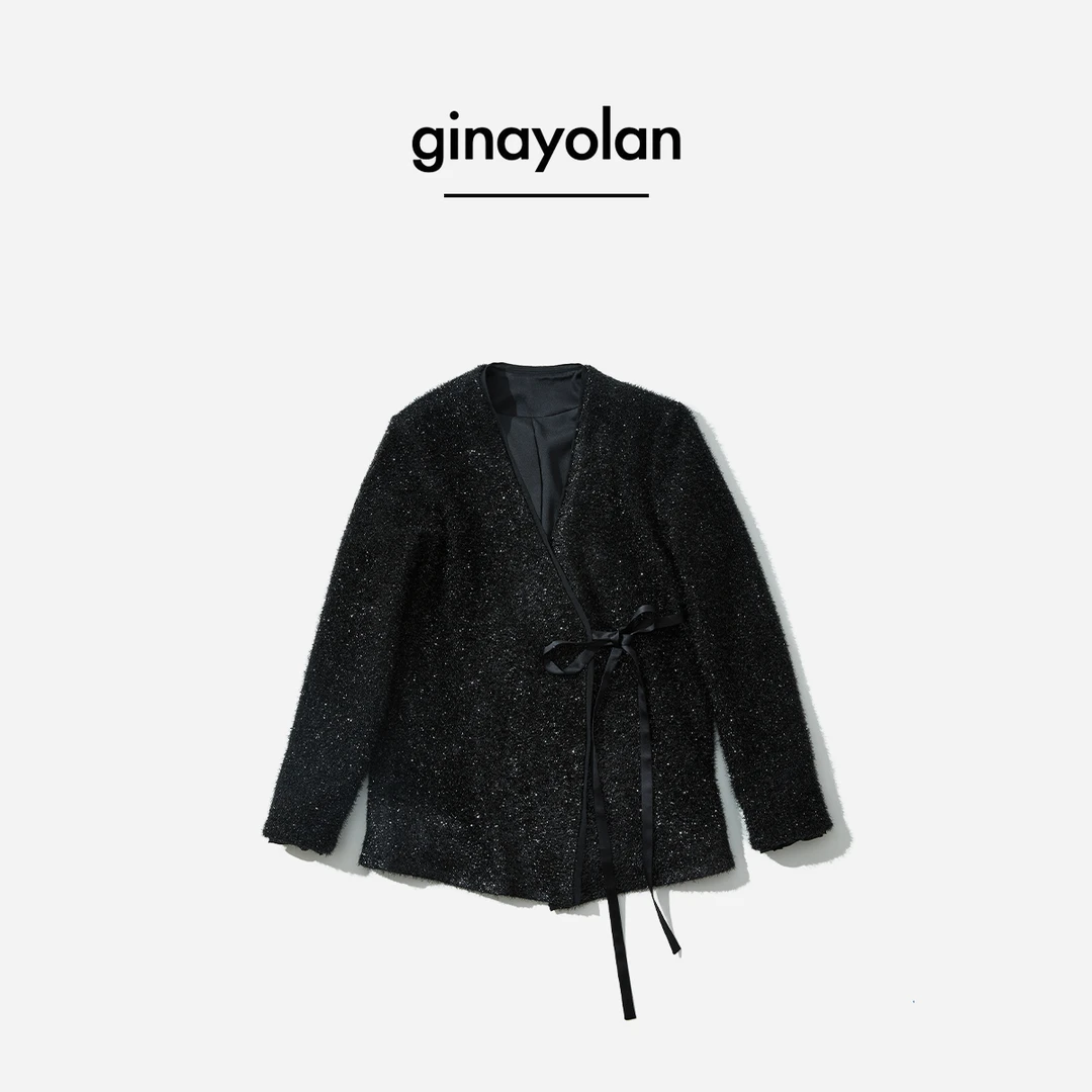 GINAYOLAN/瑾颜【奢系列】意大利进口奢华面料重磅秋冬时尚开衫